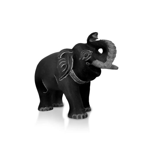 Trunkup Elephant statue - 9.5 x 11 Inches | Soft Stone Elephant Idol /Elephant Sculpture For Home Decor - Table Stand Accessories