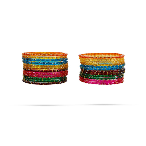 Raindrop Glass Bangles - 2 Dozen | Glass Chudi/ 2.5 Inches/ Glass Lahthi for Ladies - Ethnic Wear Accessories