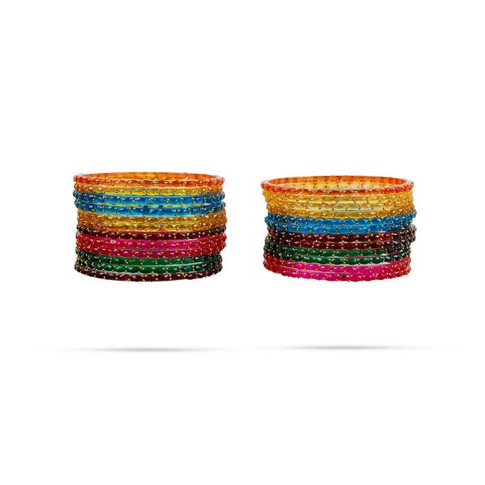 Raindrop Glass Bangles - 2 Dozen | Glass Chudi/ 2.5 Inches/ Glass Lahthi for Ladies - Ethnic Wear Accessories