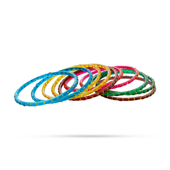 Raindrop Glass Bangles - 2 Dozen | Glass Chudi/ 2.5 Inches/ Glass Lahthi for Ladies - Ethnic Wear Accessories