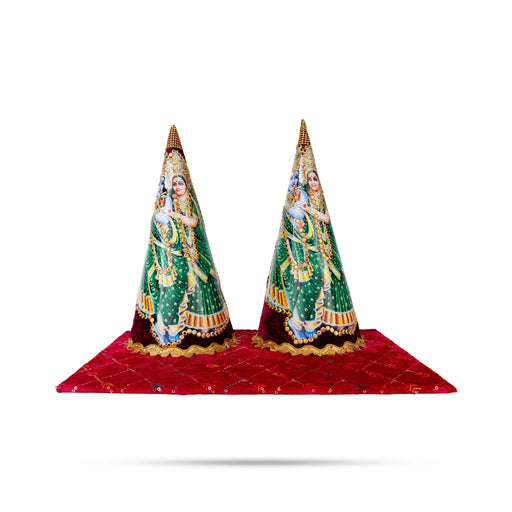 Radha Krishna Design Paruppu Thengai Koodu With Base Set- 12 X 6 Inches | Paruppu Thengai Cone For Wedding Decor - Wedding Essentials