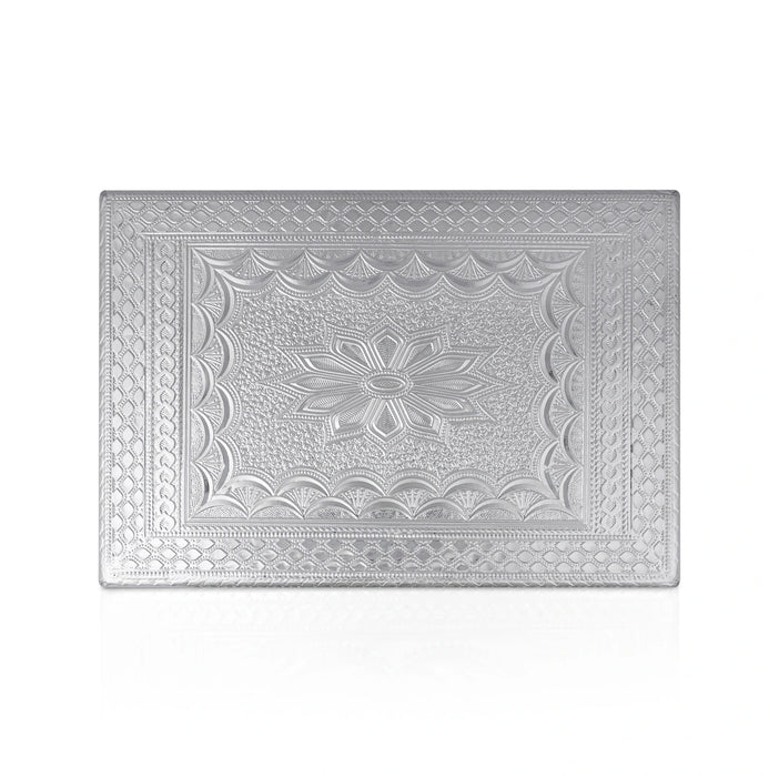 Silver Bajot with Bush - 2 x 10 Inches | Decorative Chowki / Pooja Peetham / Deity Stand for Pooja Space