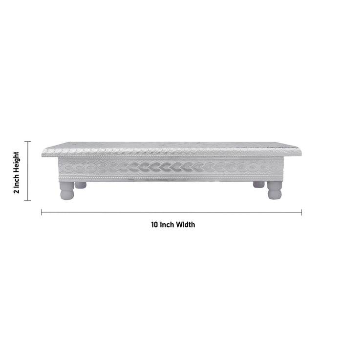 Silver Bajot with Bush - 2 x 10 Inches | Decorative Chowki / Pooja Peetham / Deity Stand for Pooja Space