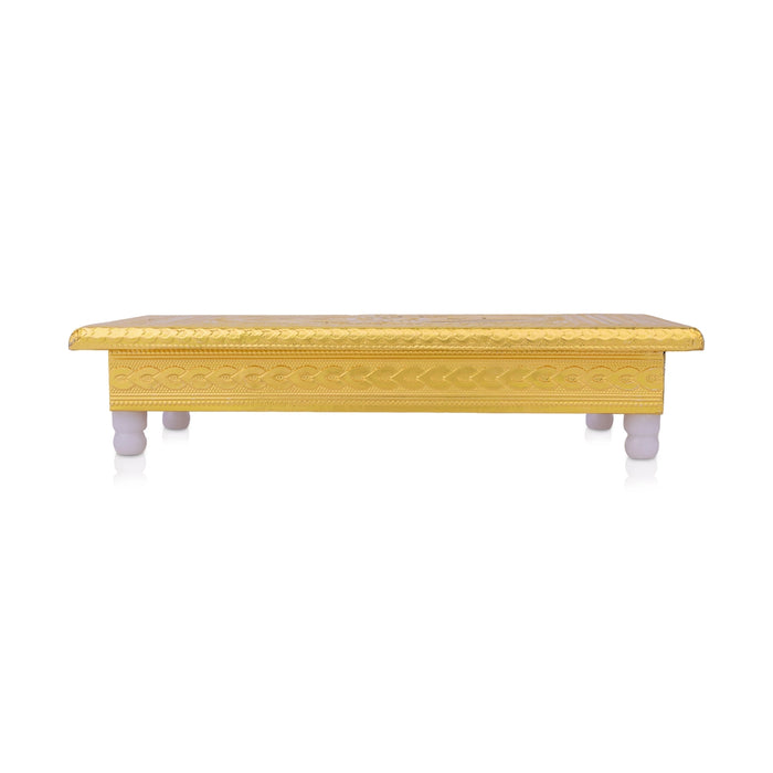 Bush Bajot - 2 x 10 Inches | Decorative Gold Pooja Chowki / Puja Bajot / Deity Pedestal for Home & Temple