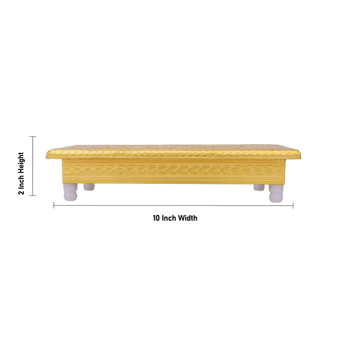Bush Bajot - 2 x 10 Inches | Decorative Gold Pooja Chowki / Puja Bajot / Deity Pedestal for Home & Temple