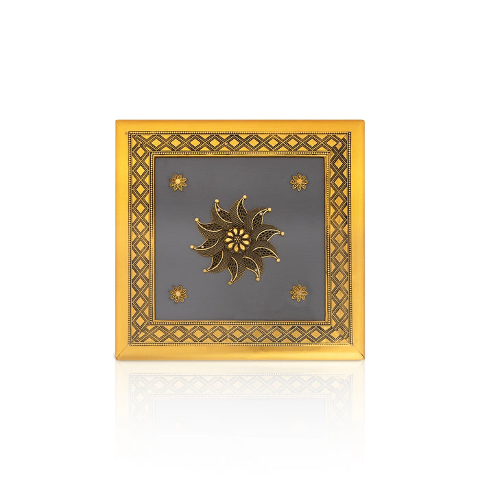 Dry Fruit Box - 8 x 8 Inches | Wood Metal Sheet Coated Dry Fruit Container/ Storage Box/ Dry Fruits Gift Box - Handicraft Items