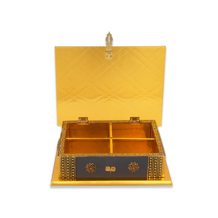 Dry Fruit Box - 8 x 8 Inches | Wood Metal Sheet Coated Dry Fruit Container/ Storage Box/ Dry Fruits Gift Box - Handicraft Items