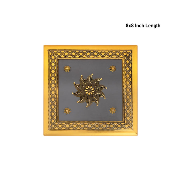 Dry Fruit Box - 8 x 8 Inches | Wood Metal Sheet Coated Dry Fruit Container/ Storage Box/ Dry Fruits Gift Box - Handicraft Items