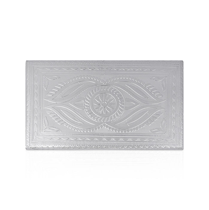 Pooja Chowki - 2 x8 Inches | Silver Polish Manai Palagai/ Bajot Bush/ Patla For Deity Decor