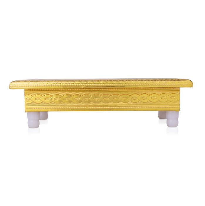 Chowki With Base - 2 x 8 Inches | Gold Polish Bajot/ Floral Design Patla/ Manai Palagai For Pooja
