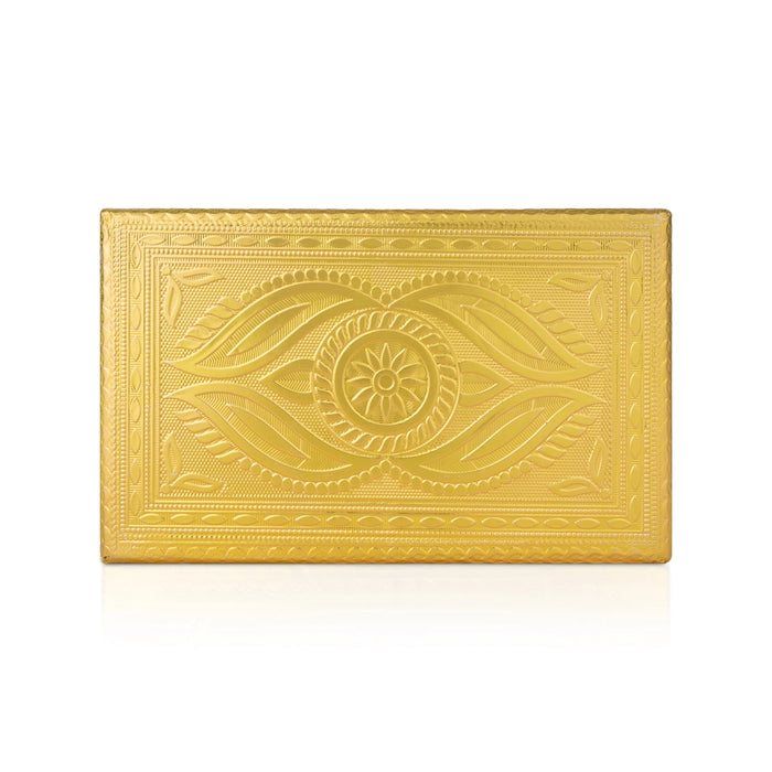 Chowki With Base - 2 x 8 Inches | Gold Polish Bajot/ Floral Design Patla/ Manai Palagai For Pooja