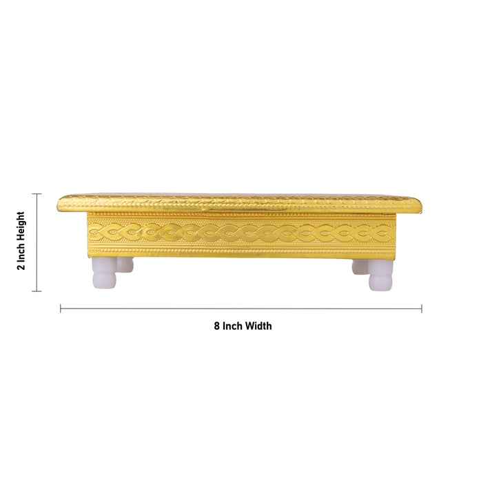 Chowki With Base - 2 x 8 Inches | Gold Polish Bajot/ Floral Design Patla/ Manai Palagai For Pooja