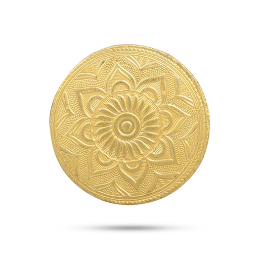 Patla Set - 3 x 3 Inches | 6 Pcs/ Wooden Manai Palagai/ Gold Polish Bajot/ Round Chowki for Pooja/ 95 Gms - Pooja Aasan & Bajot & Pooja Mat