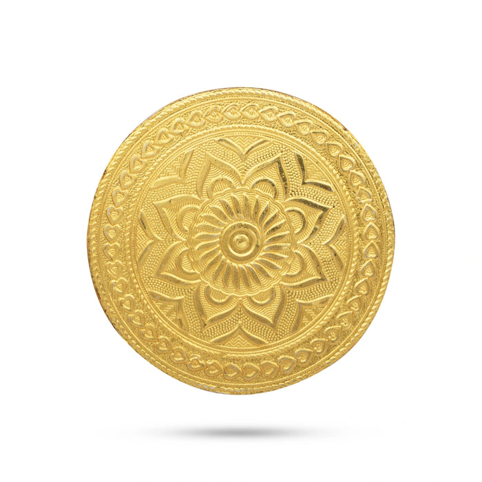 Patla Pair - 4 x 4 Inches | 2 Pcs/ Wooden Manai Palagai/ Gold Polish Bajot/ Round Chowki for Pooja/ 145 Gms - Pooja Aasan & Bajot & Pooja Mat