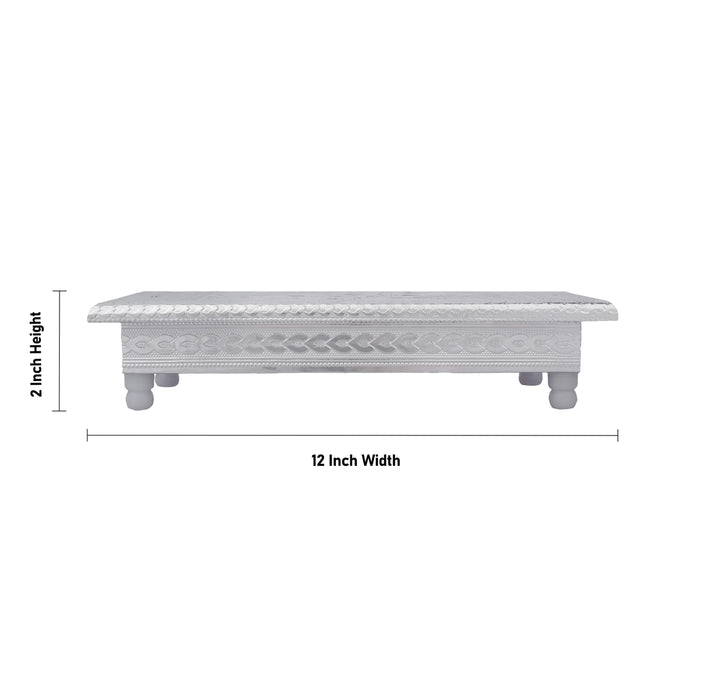 Bajot Bush - 2 x 12 Inches | Silver Polish Chowki/ Manai Palagai for Pooja & Deity Decor