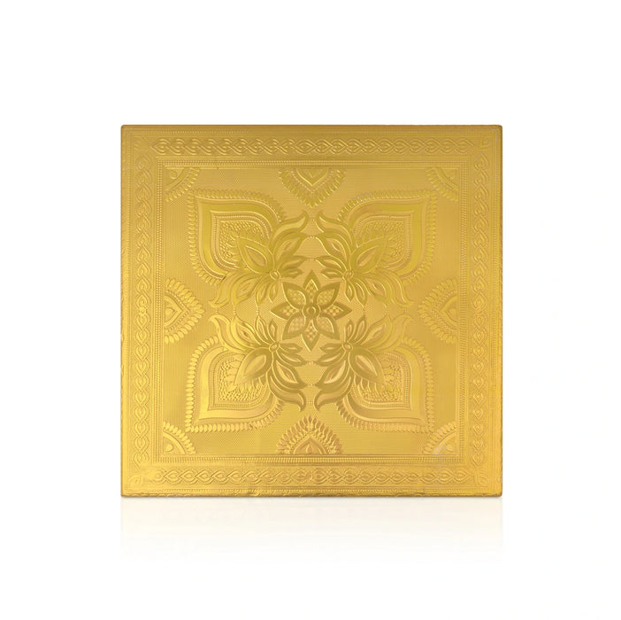 Chowki With Base- 2 x 12 Inches | Gold Polish Bajot/Flower Design Patla/Manai Palagai For Pooja