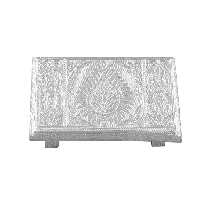 Bajot - 3 x 8 Inches | Manai/ Silver & Gold Finish Chowki/ Patla for Pooja - Pooja Aasan & Bajot & Pooja Mat