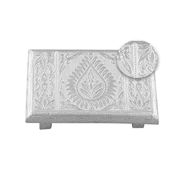 Bajot - 3 x 8 Inches | Manai/ Silver & Gold Finish Chowki/ Patla for Pooja - Pooja Aasan & Bajot & Pooja Mat