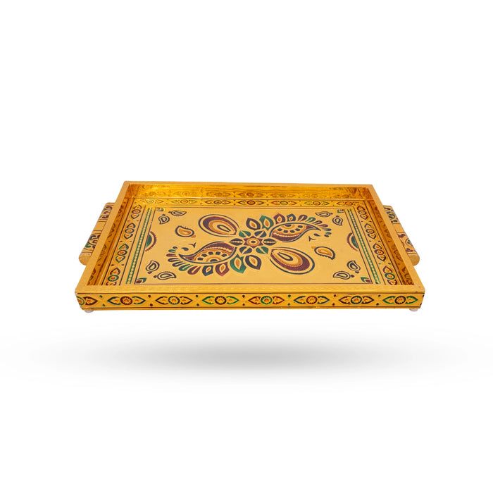 Chocky Tray - 10 x 14 Inches | Serving Plate / Gold Polish Thali Tray / Meenakari Design Plate for Home - Kitchen