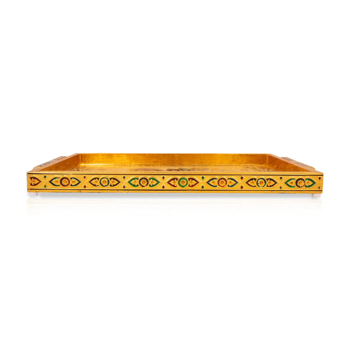 Chocky Tray - 11 x 16 Inches | Meenakari Design Plate / Serving Tray / Gold Polish Thali Tray - Kitchen