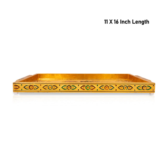 Chocky Tray - 11 x 16 Inches | Meenakari Design Plate / Serving Tray / Gold Polish Thali Tray - Kitchen