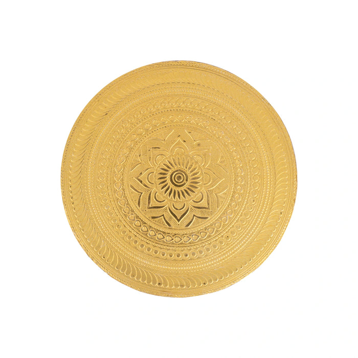 Mukkali Stool - 7 x 7 x 7 Inches | Wooden Pooja Chowki/ Gold Polish Bajot/ Patla for Home - Pooja Aasan & Bajot & Pooja Mat