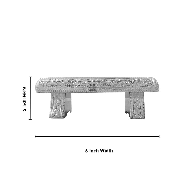 Bajot - 2 x 6 x 4 Inches | Manai/ Silver & Gold Finish Chowki/ Patla for Pooja - Pooja Aasan & Bajot & Pooja Mat