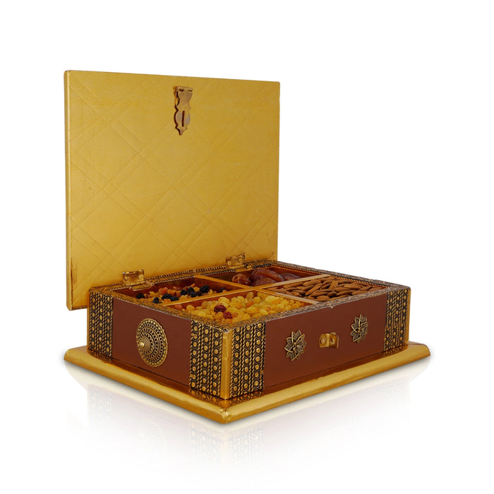 Dry Fruit Box - 3 x 9 x 7 Inches | Storage Box/ Decorated Dry Fruit Container/ Dry Fruits Gift Box for Home - Handicraft Items