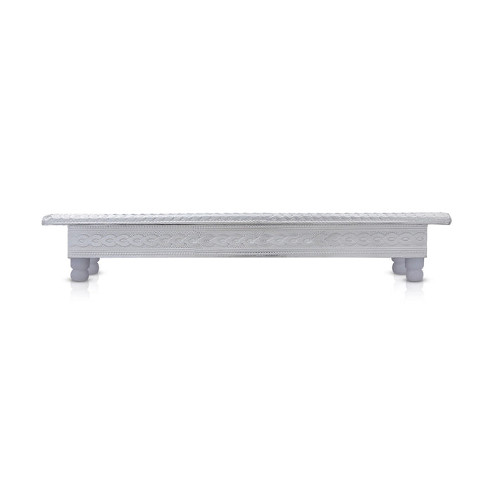 Bush Bajot - 2 x 12 Inches | Decorative Silver Chowki / Pooja Manai Palagai / Pedestal for Deity Decor