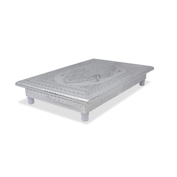 Bush Bajot - 2 x 12 Inches | Decorative Silver Chowki / Pooja Manai Palagai / Pedestal for Deity Decor