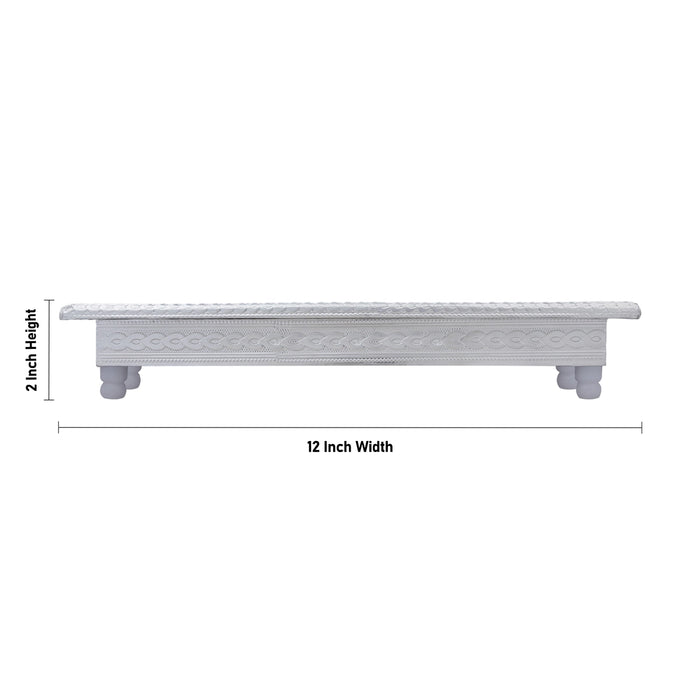 Bush Bajot - 2 x 12 Inches | Decorative Silver Chowki / Pooja Manai Palagai / Pedestal for Deity Decor
