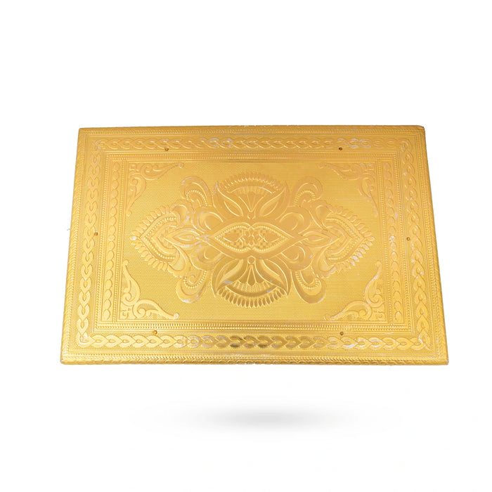 Bajot with Bush - 2 x 12 Inches | Gold Polish Pooja Chowki/ Patla/ Pedestal for Home & Deity Decor