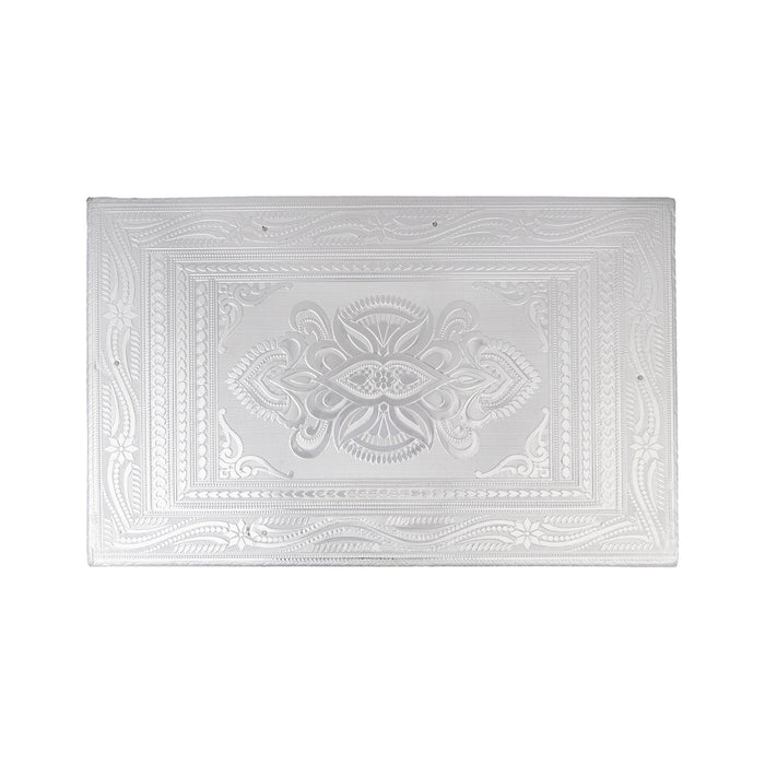 Pooja Chowki With Base - 2 x 15 Inches | Manai Palagai/ Silver Bajot/ Flower Design Patla For Deity