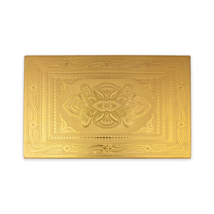 Pooja Chowki With Base - 2 x 15 Inches | Manai Palagai/ Gold Polish Bajot/ Flower Design Patla For Deity