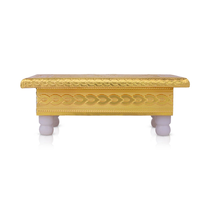 Bajot Bush - 2 x 6 Inches | Gold Polish Chowki/ Manai Palagai / Patla for Pooja & Deity Decor