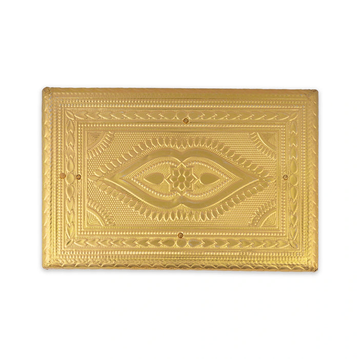 Bajot Bush - 2 x 6 Inches | Gold Polish Chowki/ Manai Palagai / Patla for Pooja & Deity Decor