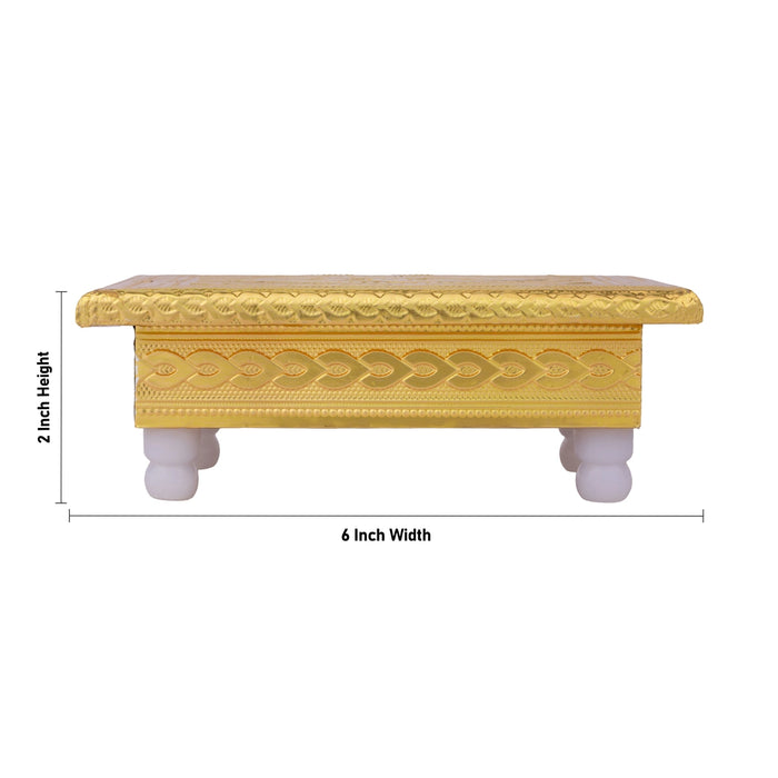Bajot Bush - 2 x 6 Inches | Gold Polish Chowki/ Manai Palagai / Patla for Pooja & Deity Decor