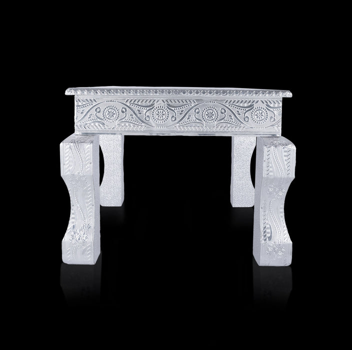 Manai With Leg- 9.5 x 15 Inches | Pooja Chowki/ Silver Bajot/ Patla For Deity Decoration