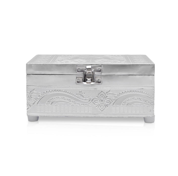 Pooja Box - 3 x 6 Inches | Wooden Box/ Silver Storage Box/ Jewellery Container for Home