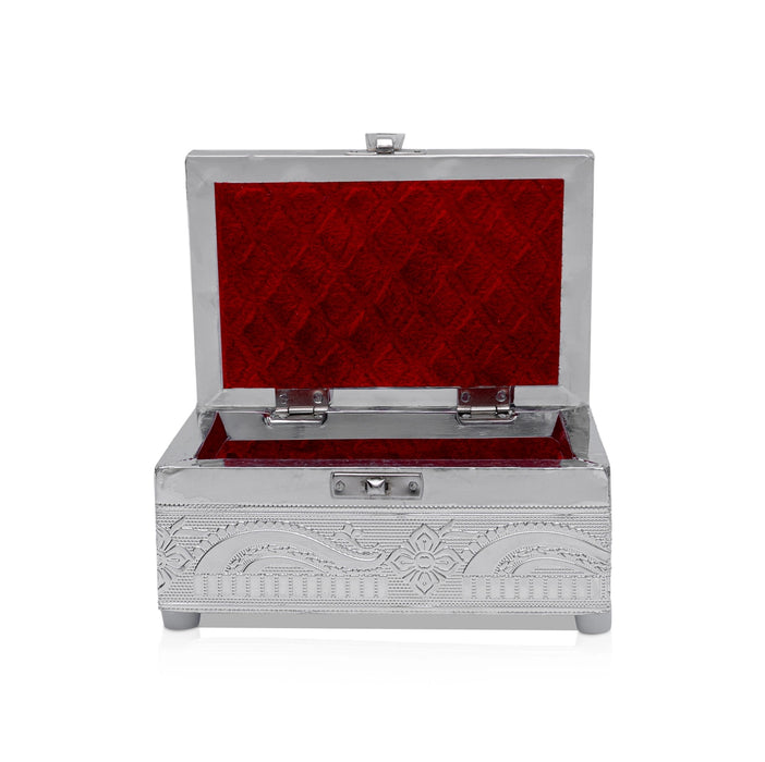 Pooja Box - 3 x 6 Inches | Wooden Box/ Silver Storage Box/ Jewellery Container for Home