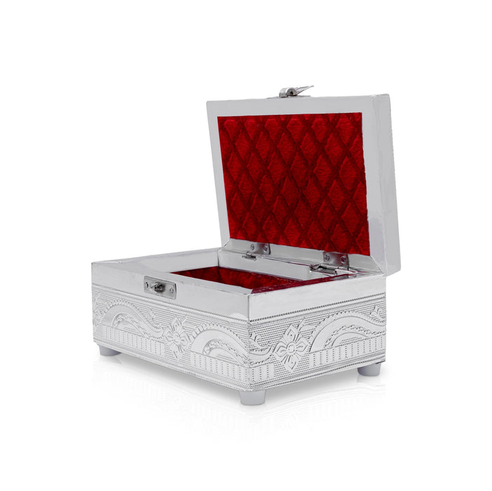 Pooja Box - 3 x 6 Inches | Wooden Box/ Silver Storage Box/ Jewellery Container for Home