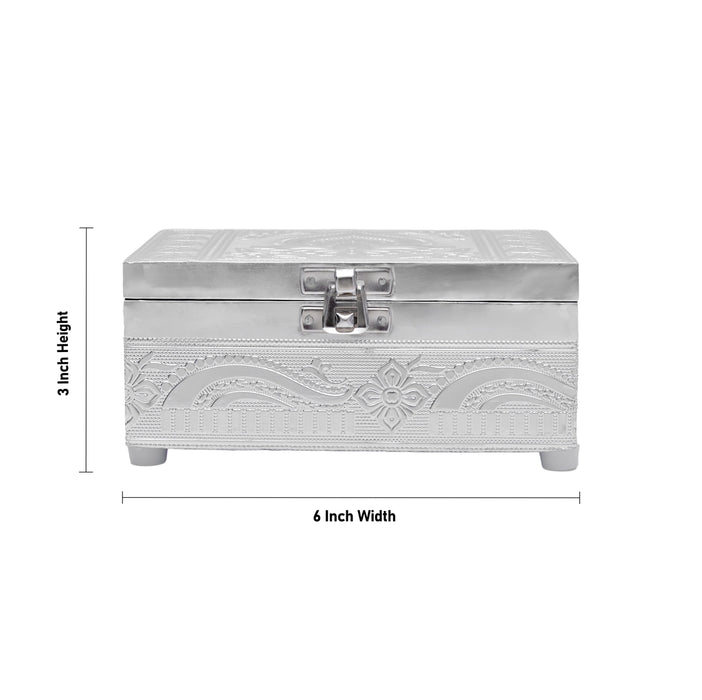 Pooja Box - 3 x 6 Inches | Wooden Box/ Silver Storage Box/ Jewellery Container for Home