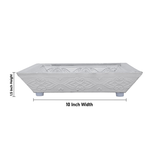Tray Without Handle - 10 x 7 Inches | Thali Plate/ Pooja Plate/ Silver Polished Plate for Home - Pooja Plate & Tray