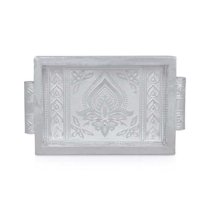 Chocky Tray - 2 x 6 x 4 Inches | Silver Polish Serving Tray/ Thali Plate for Pooja - Pooja Plate & Tray