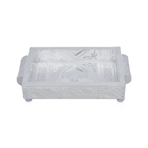 Chocky Tray - 2 x 6 x 4 Inches | Silver Polish Serving Tray/ Thali Plate for Pooja - Pooja Plate & Tray