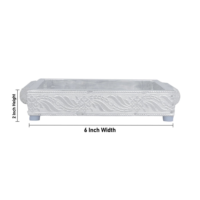 Chocky Tray - 2 x 6 x 4 Inches | Silver Polish Serving Tray/ Thali Plate for Pooja - Pooja Plate & Tray