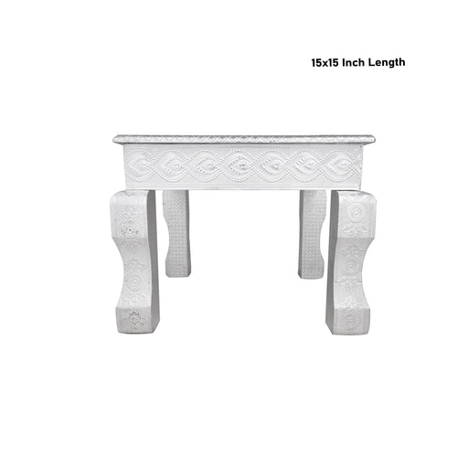 Bajot - 3 x 15 x 15 Inches | Silver Polish Chowki/ Manai Palagai for Pooja - Pooja Aasan & Bajot & Pooja Mat