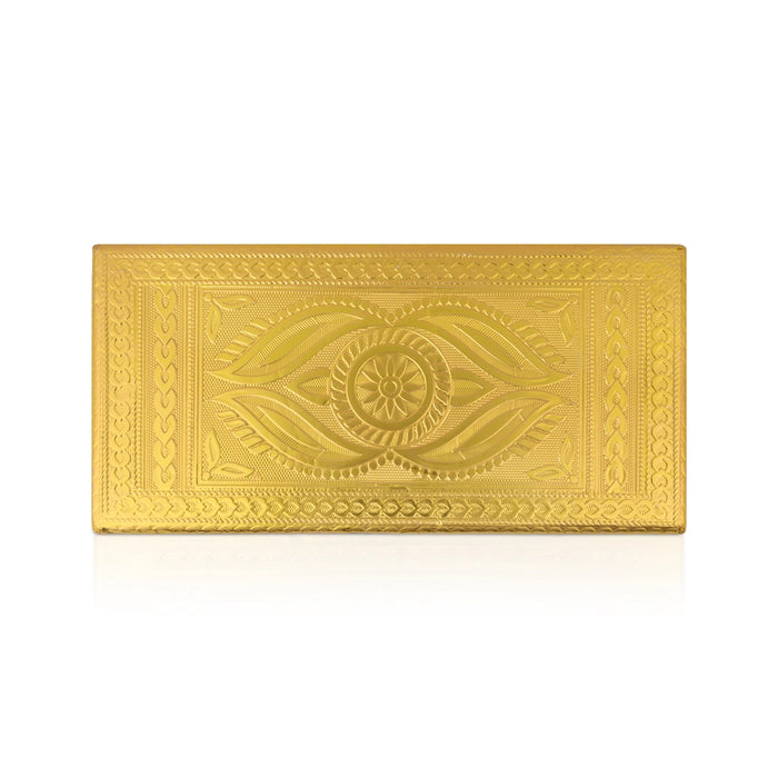 Bajot With Base - 2 x 12 Inches | Manai Palagai/ Gold Polish Pooja Chowki/ Flower Design Patla For Deity