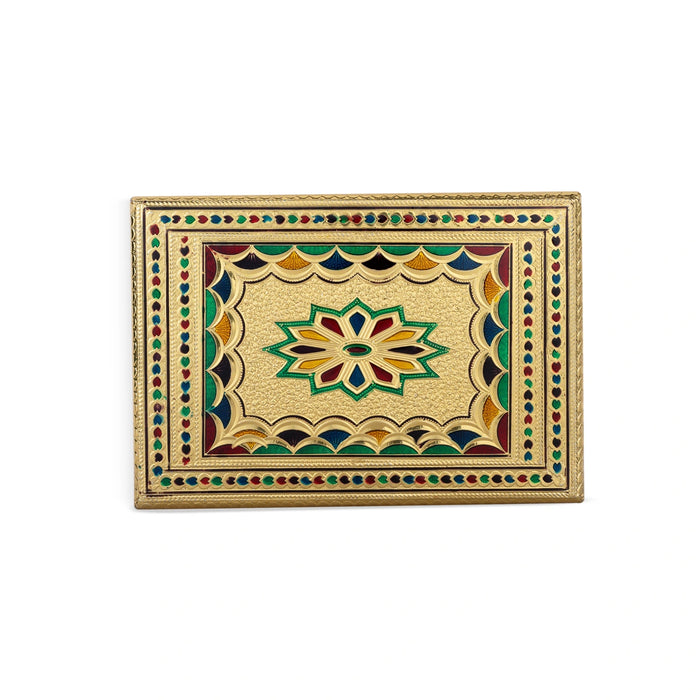 Bajot With Stand - 5 x 10 Inches | Manai Palagai/ Gold Polish With Meenakari Design Chowki for Pooja