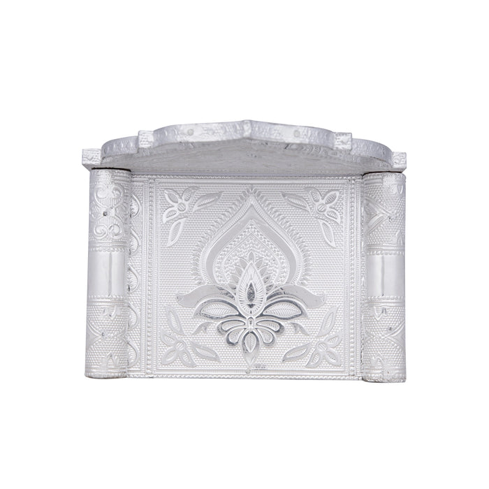 Simhasan - 6 x 4 Inches | Silver Polish Aasan/ Chowki/ Bajot for Pooja Mandir